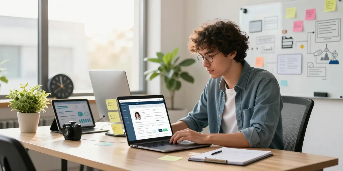 Shopware-Shop-Dashboard, angezeigt auf einem Laptop von einem SP Webconsulting-Freiberufler in einem modernen Büro.