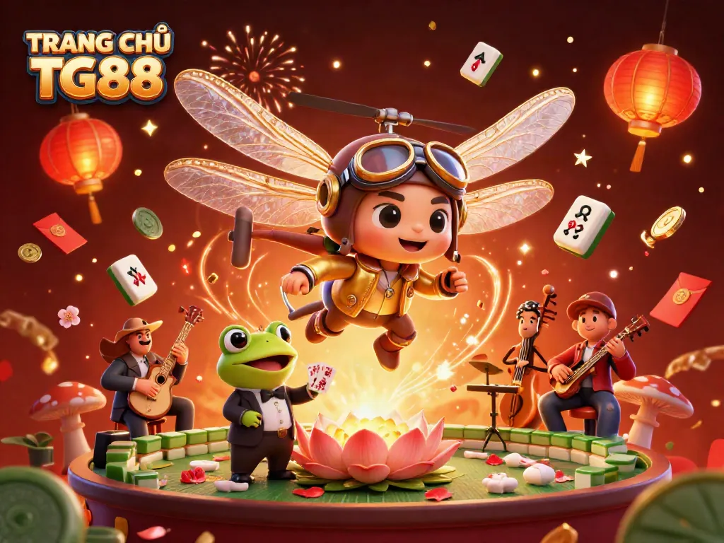 Engage with exciting gaming at TRANG CHỦ TG88 featuring lively characters and rich casino elements.