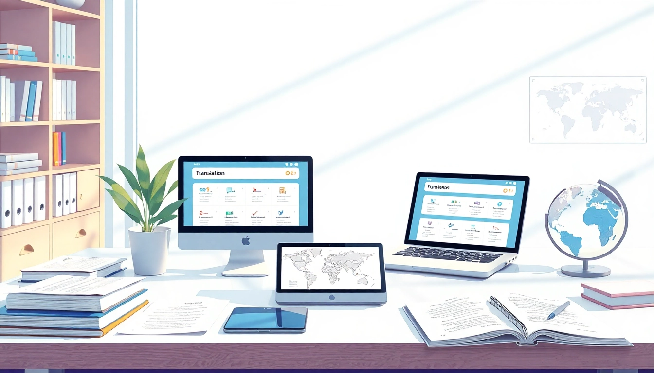 有道 translation tools in a modern digital learning environment with devices and books.