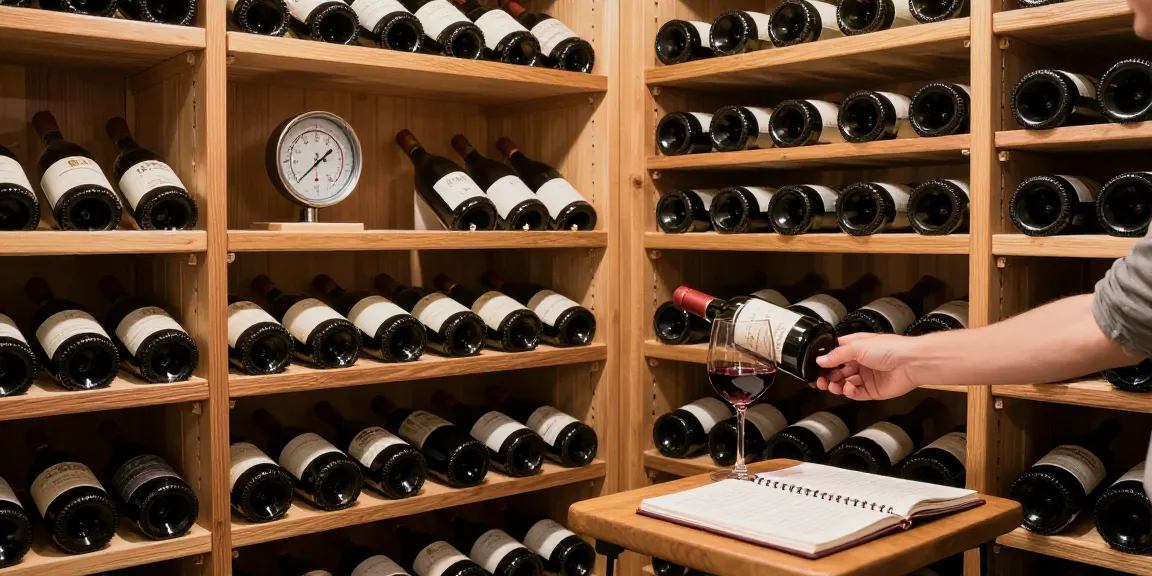 Optimale Weinkeller Temperatur und Weinsammlung mit Flaschen und Gläsern.