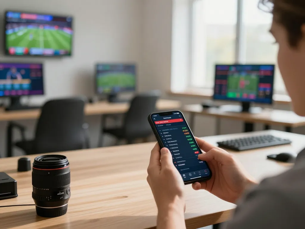 Person actively engaging in ty le keo nha cai through mobile sports betting on smartphone with live odds.