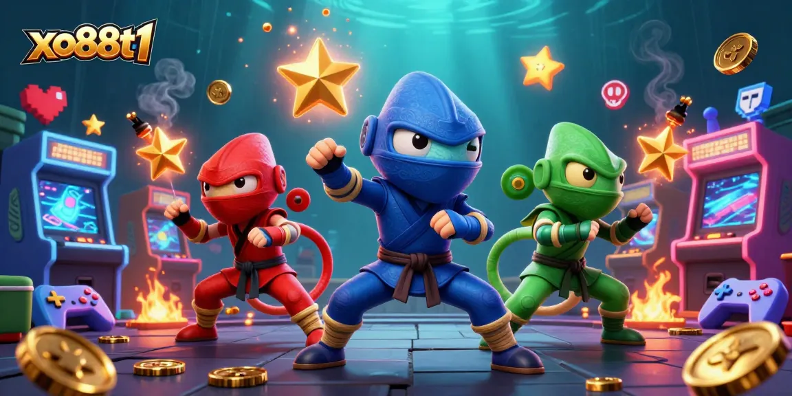 Experience the vibrant world of xo88t1 with ninja chameleons amidst rich casino-themed elements.