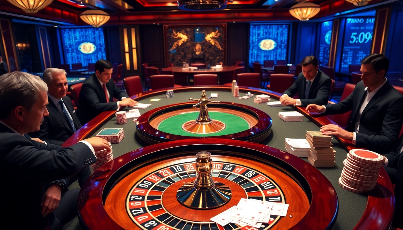 Exciting poker game scene at https://vn789.xyz/ with chips and roulette wheel