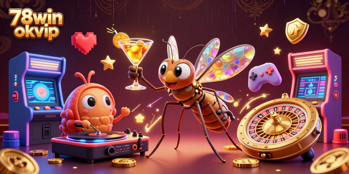 Engage with the exciting world of 78win okvip, featuring vibrant casino mascots and dynamic game elements.