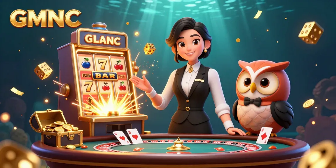 Engage in thrilling games at GMNC with an elegant dealer and interactive elements.