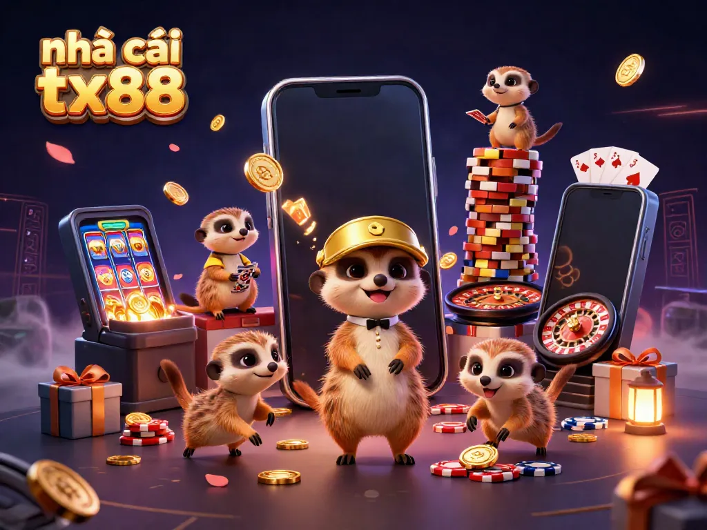 Experience exciting gaming at nhà cái tx88 with clever meerkats managing a vibrant casino scene.