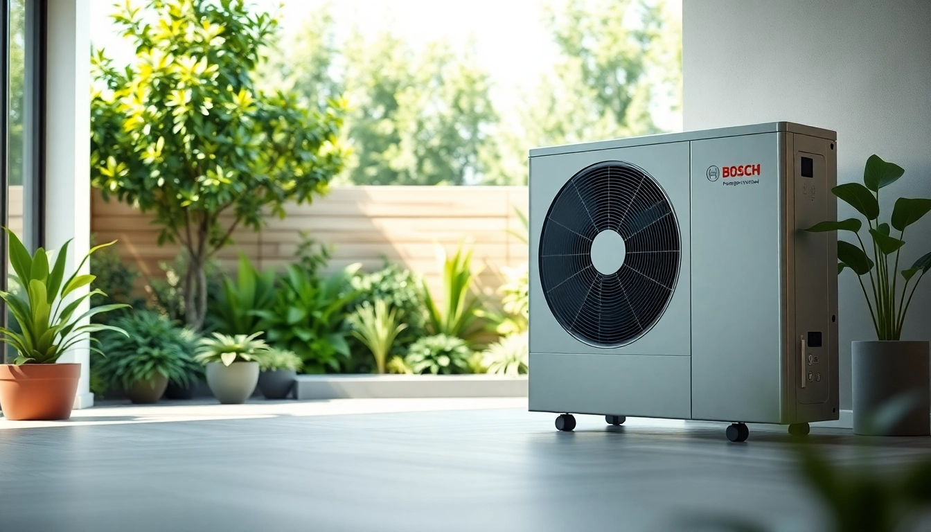 Wärmepumpe Bosch in einem modernen Zuhause, das energiesparende System zeigt.