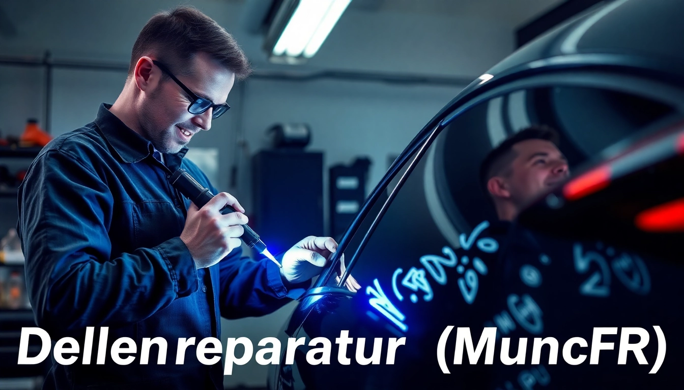 Dellenreparatur München (PDR) in Aktion – Mechaniker repariert Dellen professionell.