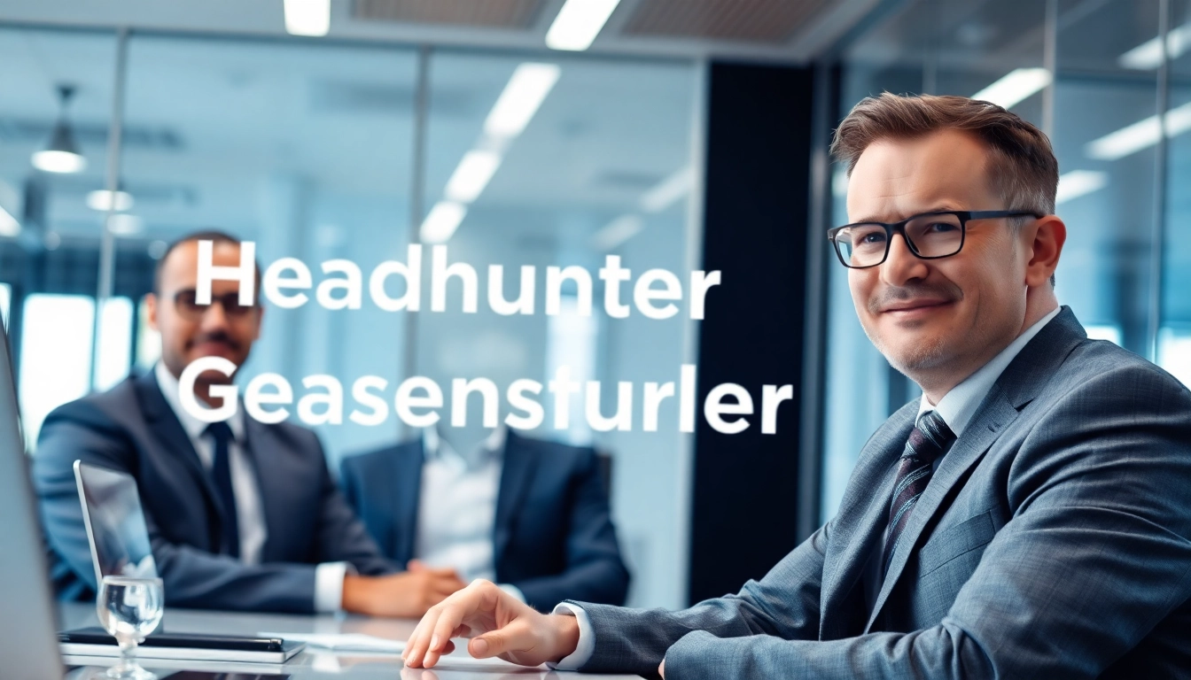 Professioneller Headhunter Geschäftsführer in einer Besprechung, die Vertrauen und Seriosität ausstrahlt.