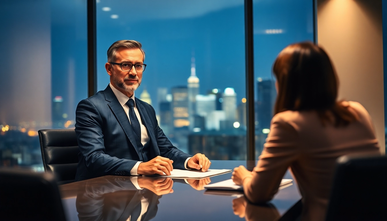 Headhunter in einem modernen Büro während eines Gesprächs mit einem Kandidaten.