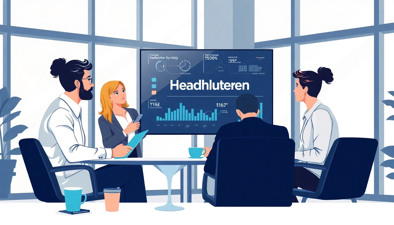 Professionals collaborating in a modern office highlighting Headhunter Solingen services.