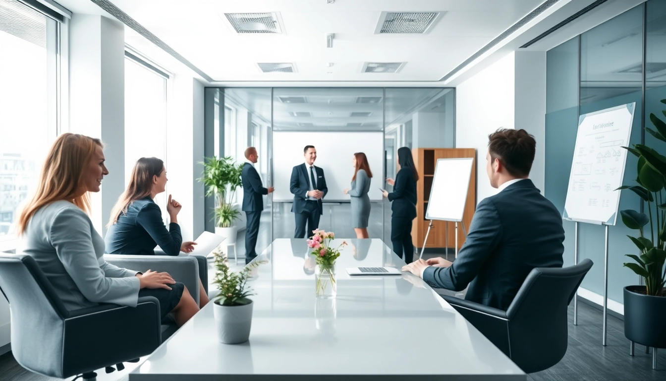 Professionelle Interaktion in einer Headhunter Agentur, die Kompetenz und Dynamik ausstrahlt.