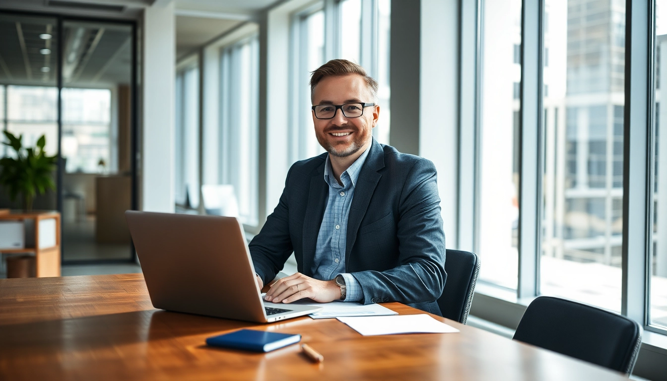 Headhunter IT bei der Arbeit in einem modernen Büro, professionell und fokussiert.