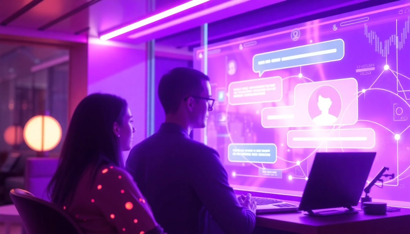 Experience engaging porn ai chat interactions with dynamic AI characters in a modern, colorful setting.