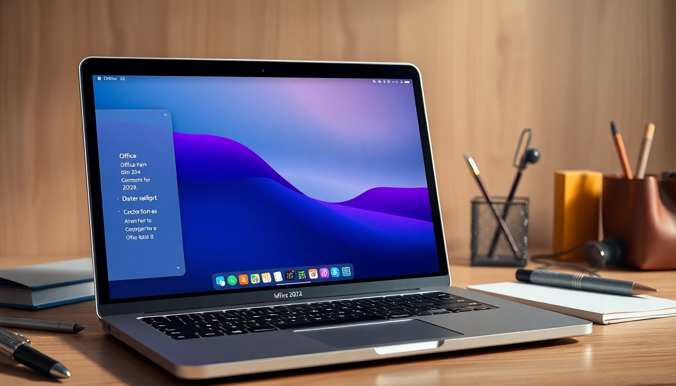 Office 2024 Mac Key legal online kaufen mit Dauerlizenz auf einem MacBook in einer kreativen Umgebung.