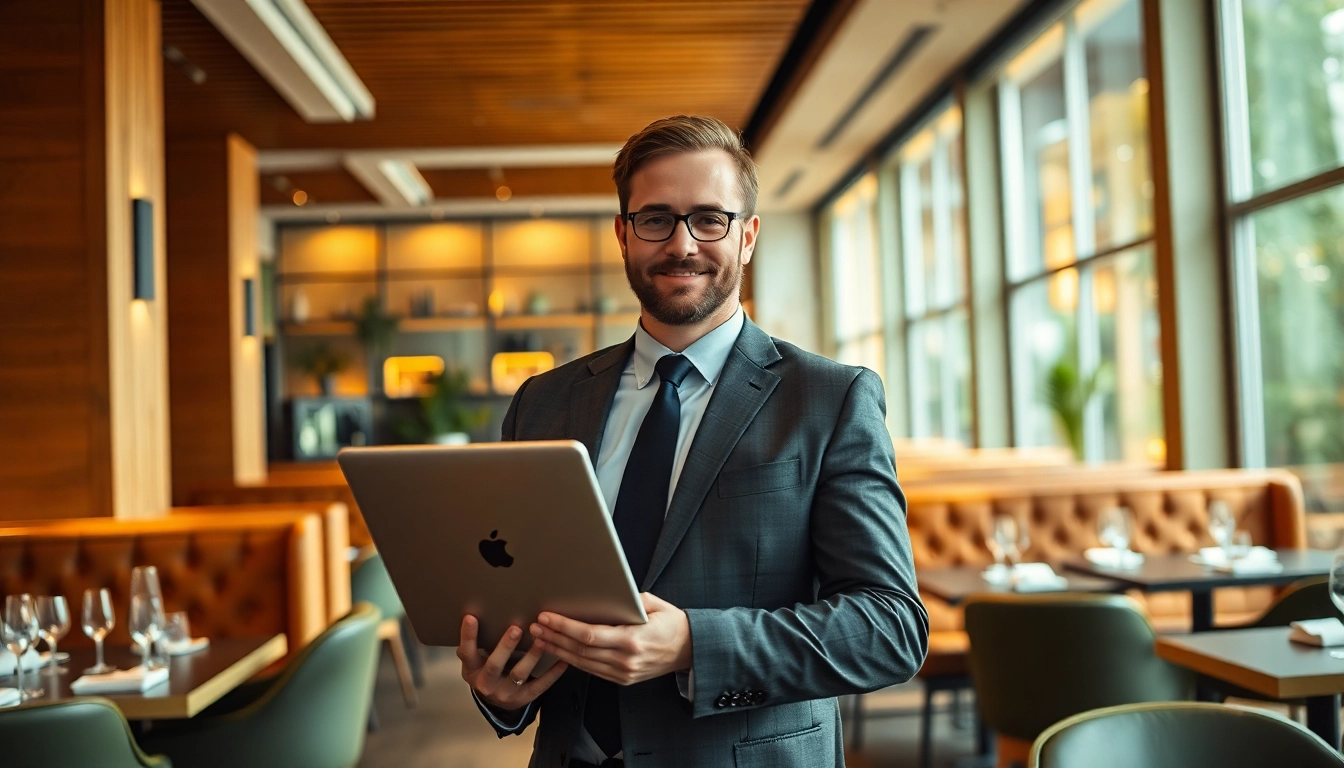 Headhunter Gastronomie working in a stylish restaurant setting, embodying professionalism and hospitality.