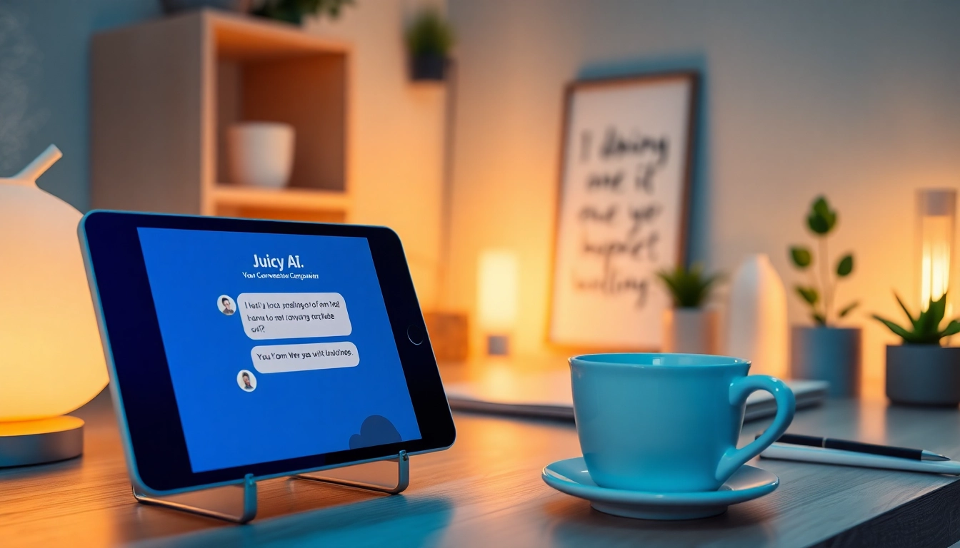Engaging chat interface showcasing juicy ai as a conversational companion on a sleek device.