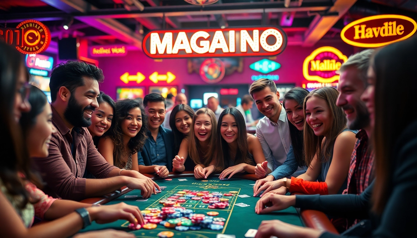 A magyar online casino vibráló hangulatát élvező baráti társaság.