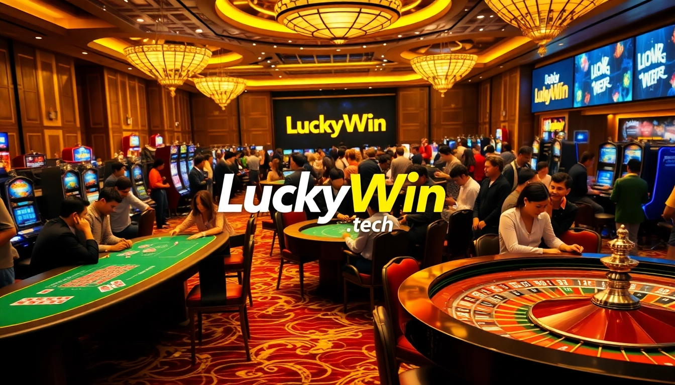 Experience the thrill of gaming at https://luckywin.tech/ with vibrant casino visuals showcasing excitement and luxury.