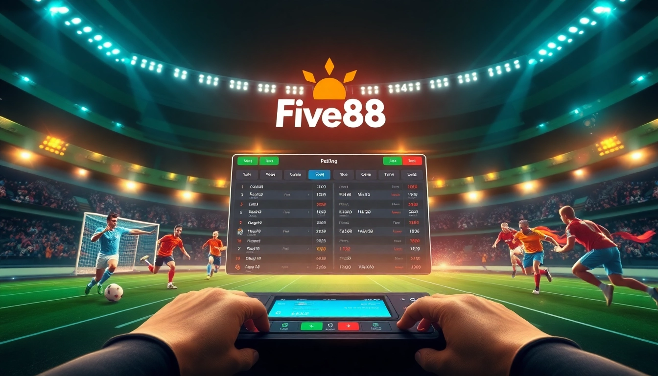 Exciting online sports betting scene featuring Thể thao Five88 with dynamic odds and vibrant sports visuals.