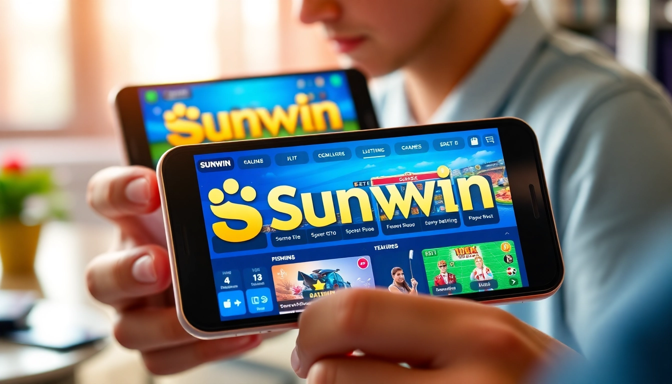 Experience tải sunwin with an engaging image of a mobile gaming interface featuring dynamic games and a user-friendly design.