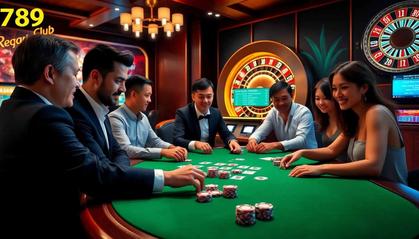 Engaging players enjoy a thrilling poker game while exploring the đăng ký 789club experience in a luxurious casino setting.