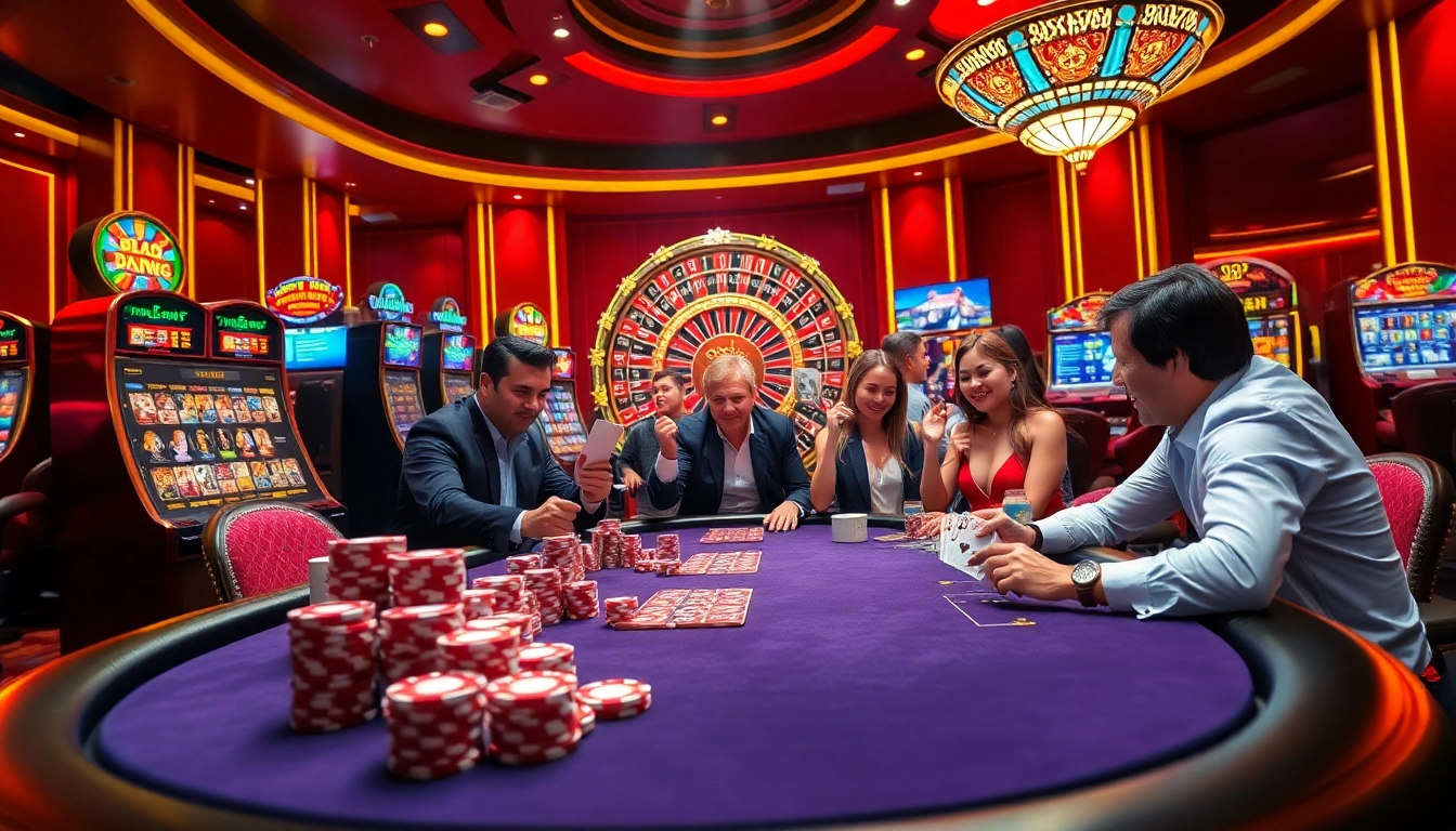 Experience the thrill of poker at BL555's luxury casino table with vibrant games and excitement.