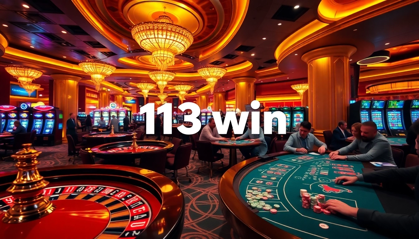 Players achieving a thrilling 13 win at an elegant casino, featuring vibrant tables and chips.