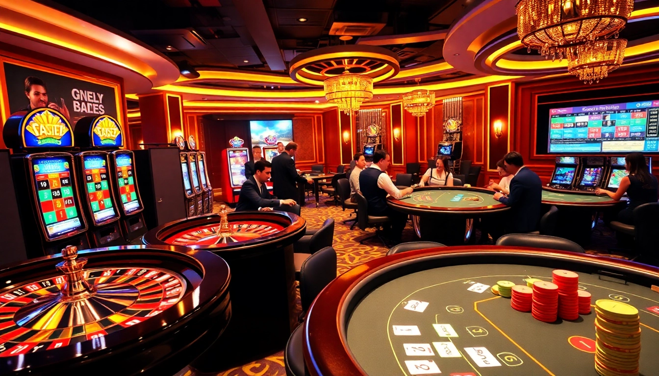 Exciting gambling atmosphere showcasing vibrant casino elements at https://ok365.tw/ with players engaged in games.