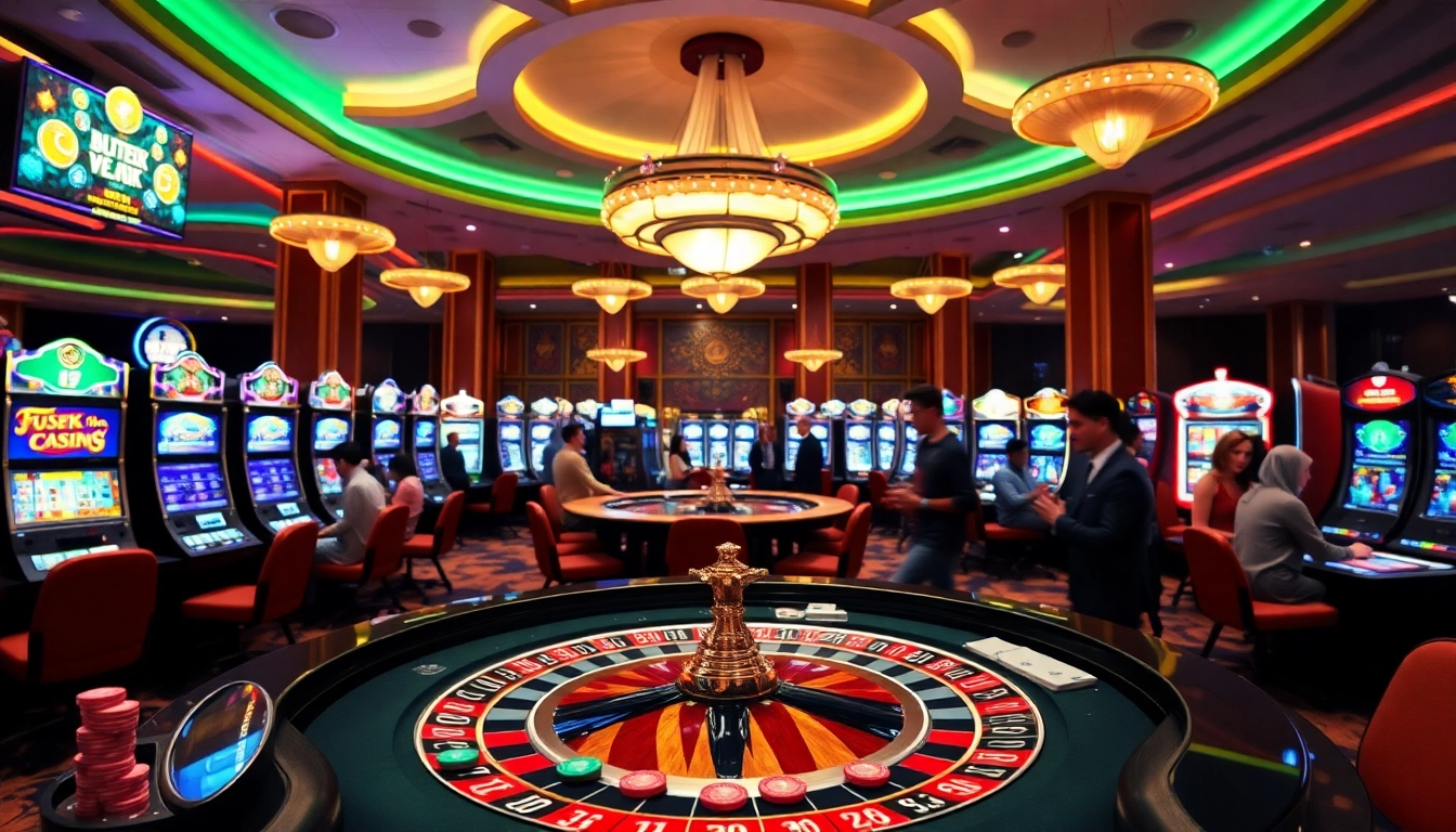 Cảnh sòng bạc đầy hứng khởi với roulette và máy đánh bạc tại https://luck8.net cho trải nghiệm đánh bạc sống động.