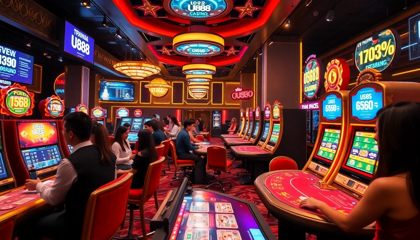 Exciting U88 online casino environment with players engaging in live games and vibrant promotions.
