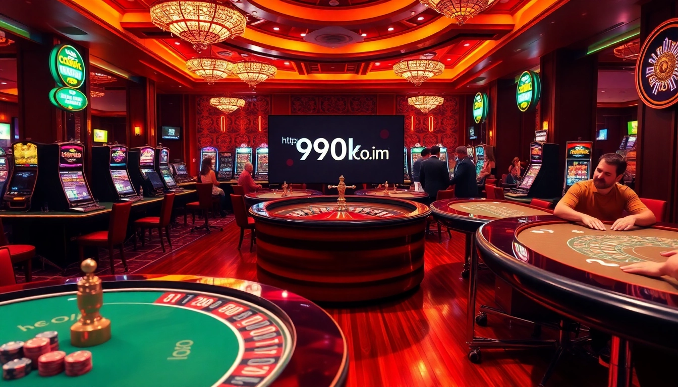 Experience the thrill of online gambling at https://99ok.co.im/ with vibrant casino visuals featuring roulette and poker tables.