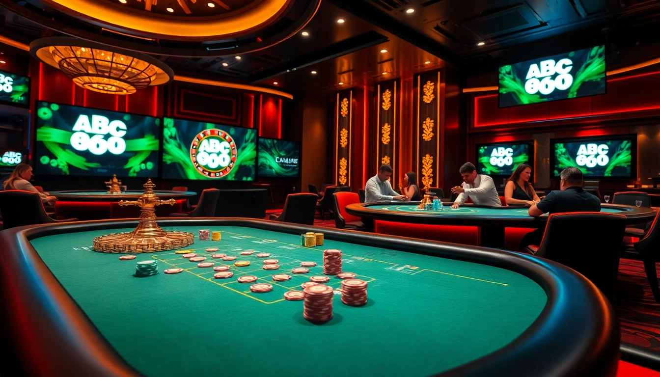 Engaging players at ABC 8 casino with poker chips, cards, and roulette excitement.