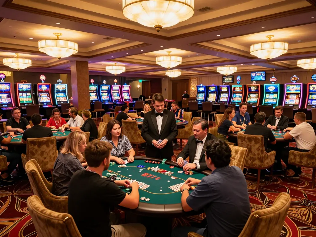 Players enjoying dynamic games at aud77 casino tables with vibrant ambiance.
