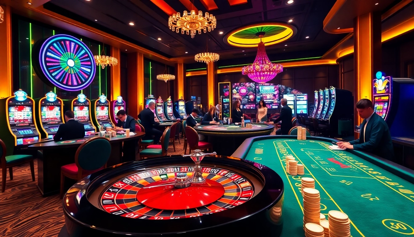 Experience the thrill of winning at https://f168.sarl/ with an engaging casino scene featuring poker and roulette.