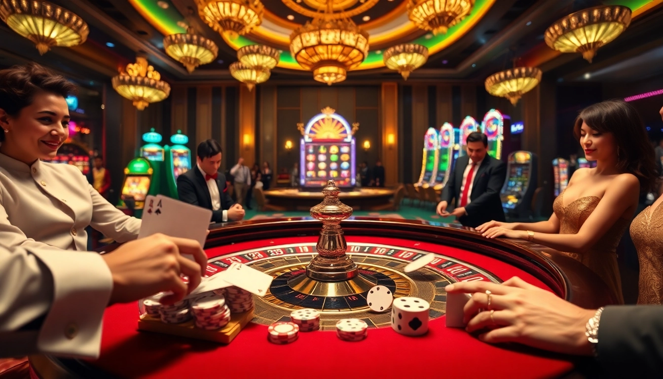 GO99 casino scene showcasing players engaging in roulette and excitement of gambling.