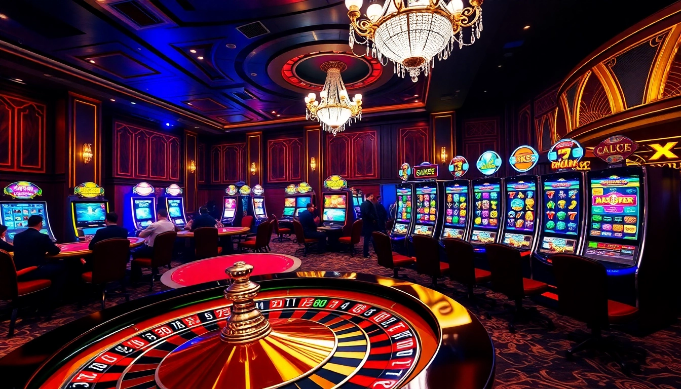 Gambling enthusiasts engaging with GK88's vibrant casino interface at luxurious tables.