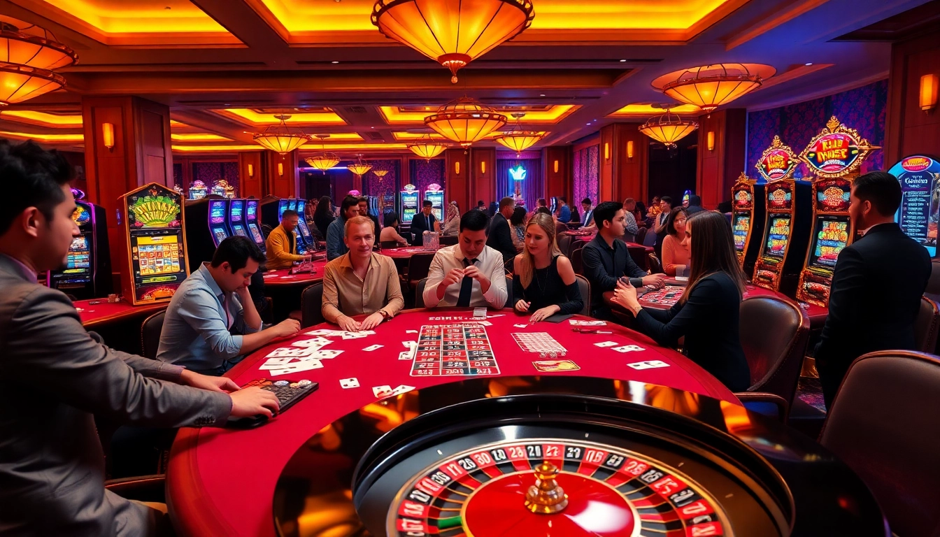 Experience the excitement of gaming at twin68.gr.com with vibrant casino tables and enthusiastic players.