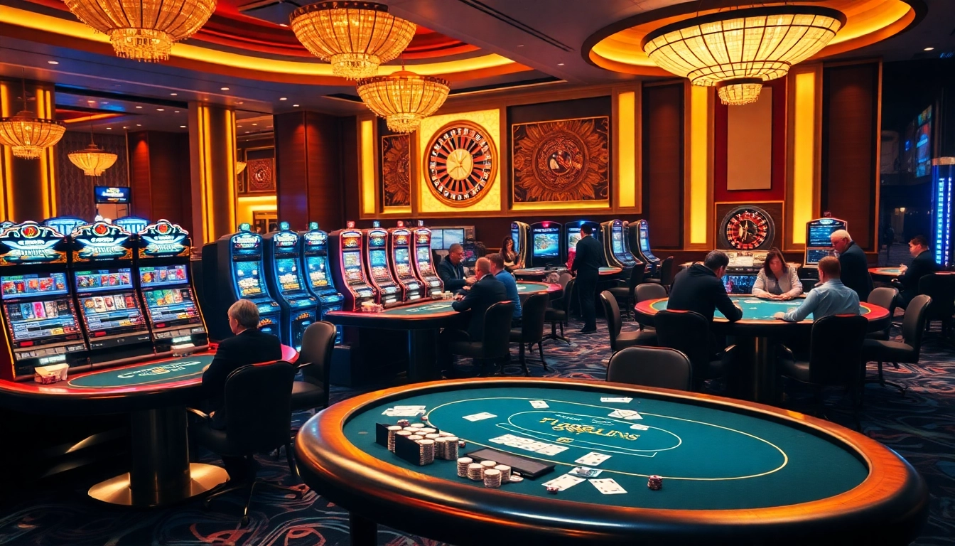 Experience TT88's thrilling gaming atmosphere featuring vibrant tables, slots, and roulette.