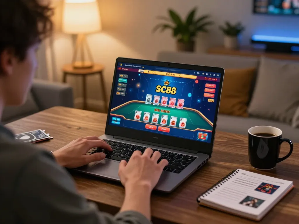 Engaging in a live dealer game on SC88's casino app for an immersive gambling experience.