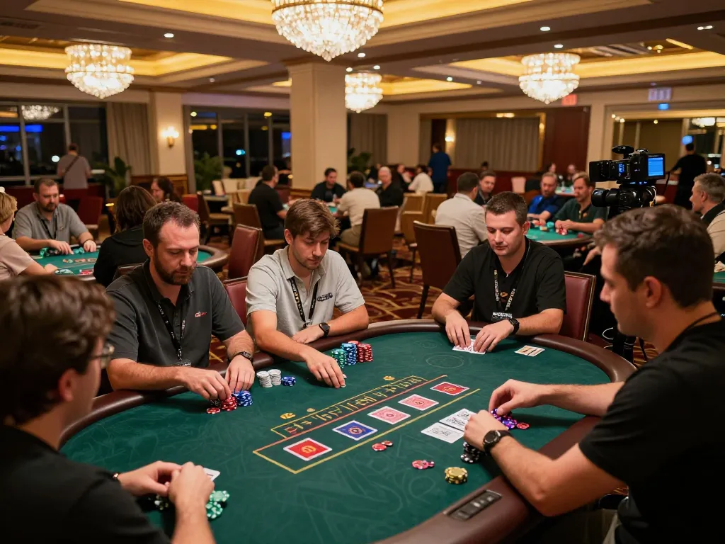 NoHu players strategizing at blackjack tables during an exciting casino night