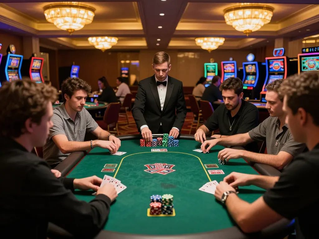 Exciting poker action at Luck8 casino, showcasing players engaged in strategic gameplay and vibrant atmosphere.