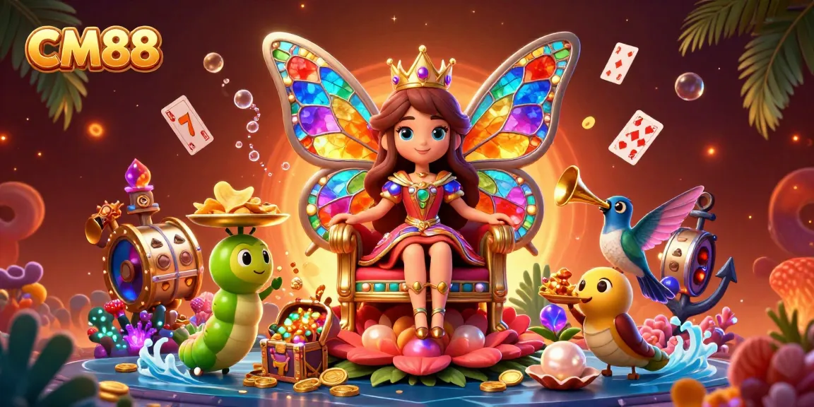 Experience CM88’s vibrant casino world with captivating characters and thrilling games in this stunning illustration.